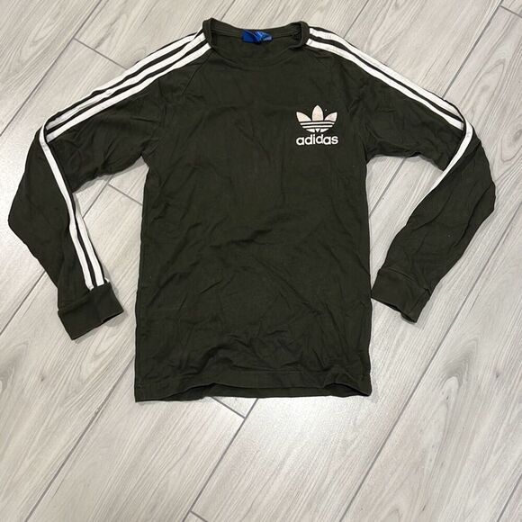 Adidas green long sleeve size xs with white stripes - Picture 1 of 5